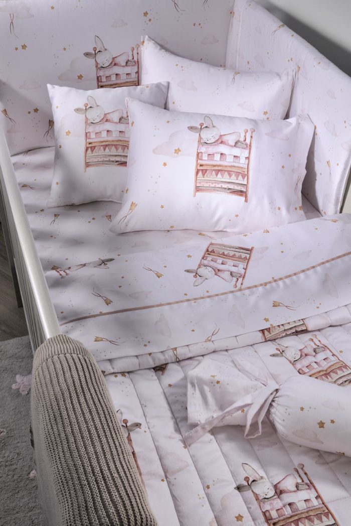 Down Town Home Σετ Βρεφικά Σεντόνια Κούνιας 854 Little Bunny Βαμβακοσατέν 125x175εκ. 3τμχ