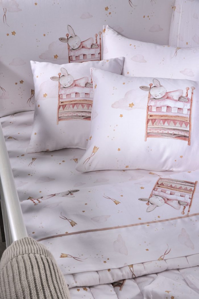 Down Town Home Σετ Βρεφικά Σεντόνια Κούνιας 854 Little Bunny Βαμβακοσατέν 125x175εκ. 3τμχ - Image 4