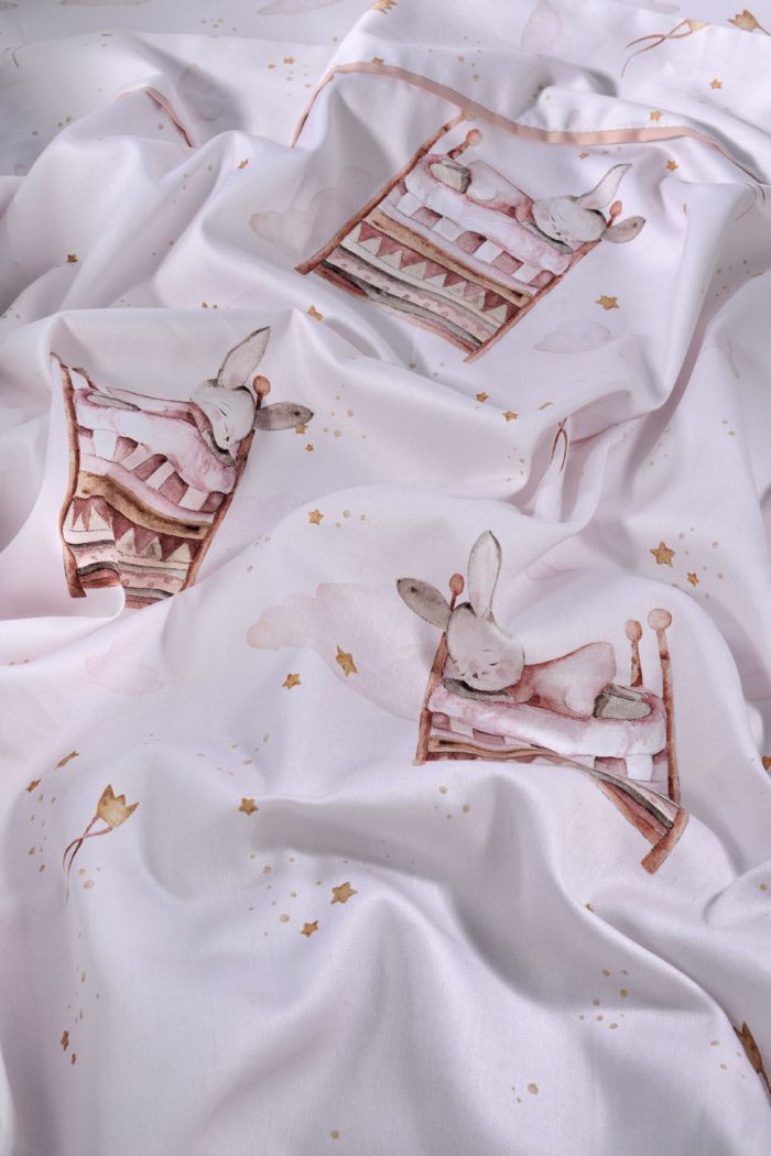 Down Town Home Σετ Βρεφικά Σεντόνια Κούνιας 854 Little Bunny Βαμβακοσατέν 125x175εκ. 3τμχ - Image 3