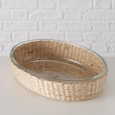 MSA Διακοσμητικό Μπωλ Γυάλινο Διάφανο 31x22x7cm